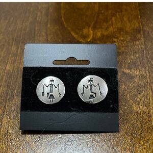 Signed Vintage Hopi Pierced Earrings